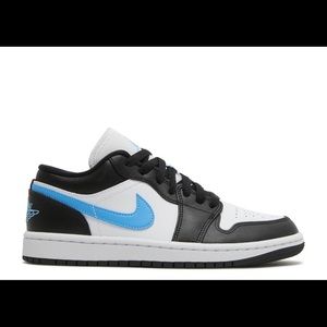 SOLD. Jordan 1 Low
Black University Blue White (W) NWT !! Size 8.5 womens 7